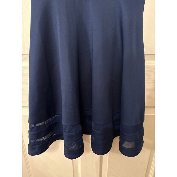 Lulu’s Navy Final Stretch Fit and Flare Sheer Mesh Panel Dress, M - Picture 8 of 9